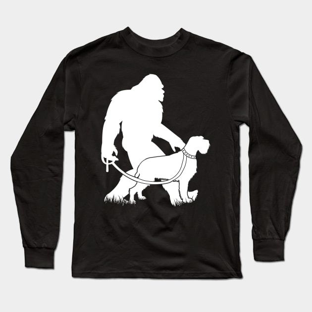 Bigfoot Walking Wirehaired Pointing Griffon Dog Long Sleeve T-Shirt by Tesszero